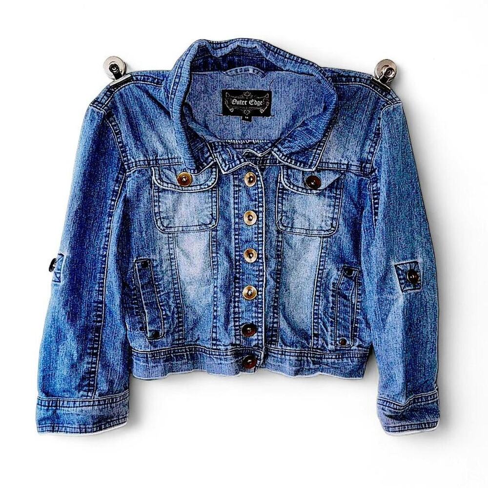 Outer edge blue denim crop